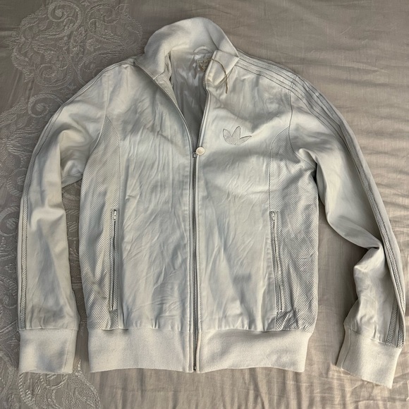 Vintage Adidas A-15 White Leather Track Jacket 2008 RARE